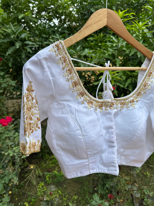 White Heavy Hand embroidered Blouse