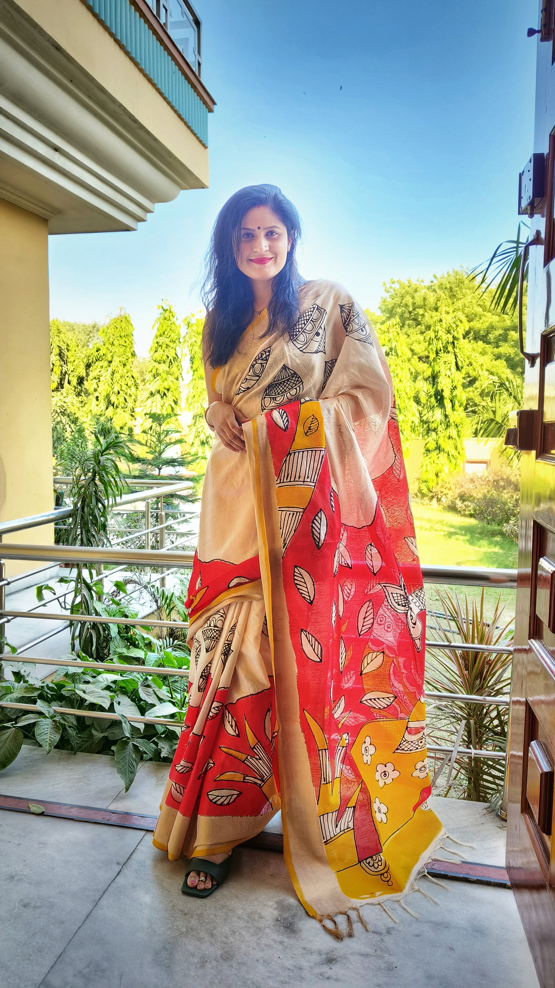 Crimson Red Sico Bapta Silk Saree